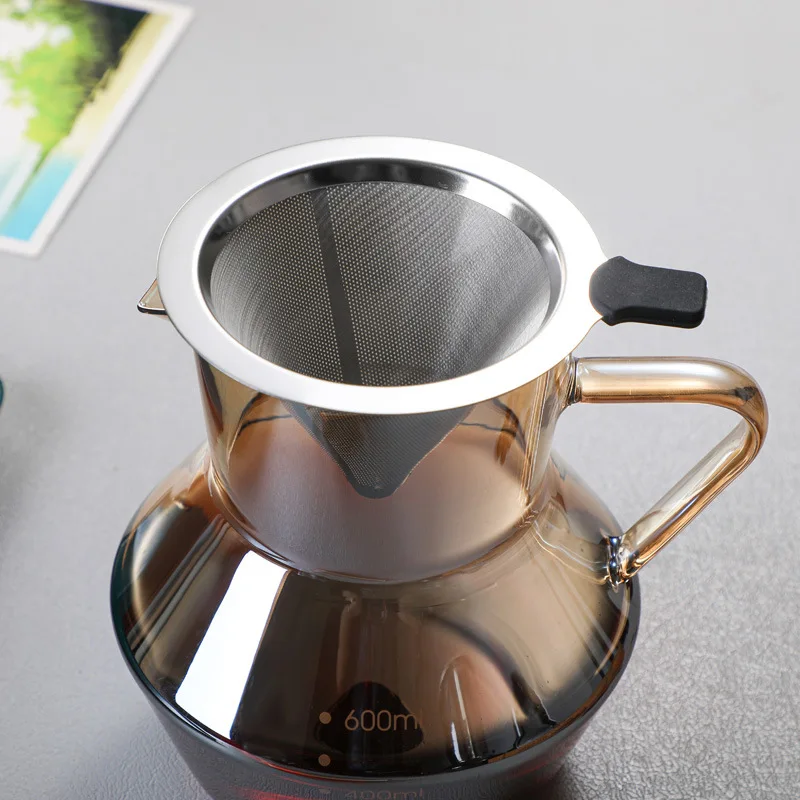 Caffettiera in vetro borosilicato, 400ml senza carta, filtro riutilizzabile in acciaio inossidabile, caffettiera con gocciolatore, accessori per caffè Espresso