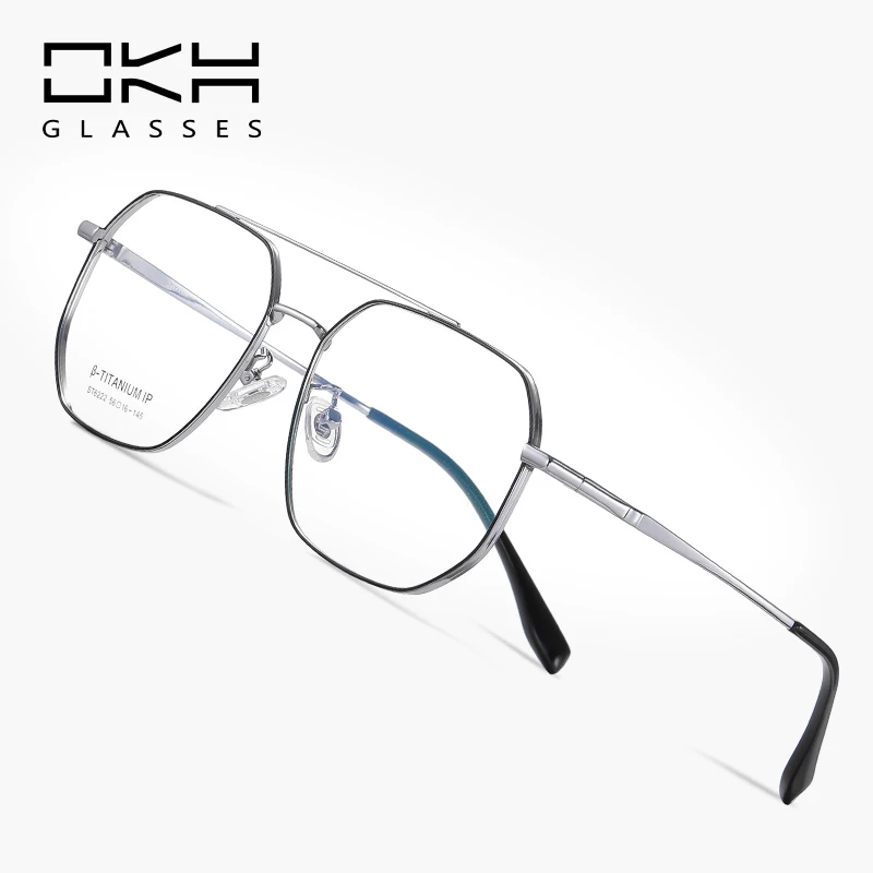 

OKH Design Men's Polygonal Hyperopia Glasses Optical Frames Luxury Double Bridge Prescription Eyeglasses Trendy New Style W24