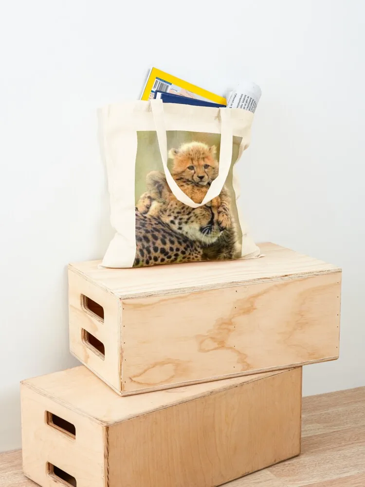 Sweet Cheetah cub hugging Momma Tote Bag hand bag bags luxury women Women bags tote bag university