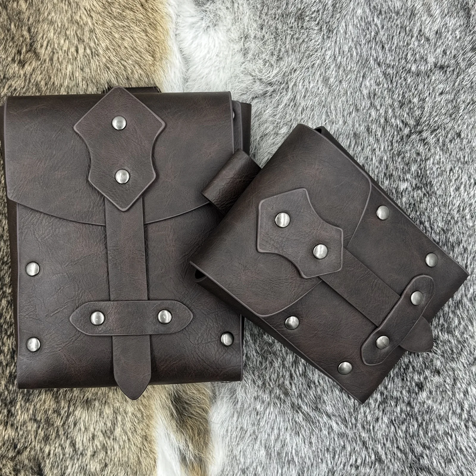 2 Pcs Medieval Faux Leather Pouch Pu Leather Medieval Belt Pouch Portable Dice Pouch Vintage Medieval Belt Bag