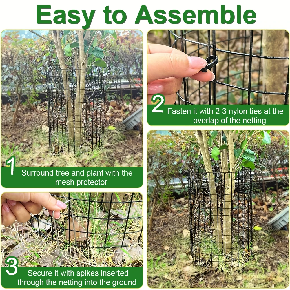 

6 Pcs Garden Protection Tree Wrap Cage with Zip Ties & Stakes Metal Tree Wraps Tree Bark Protector To Protect Bark Tree Tubes