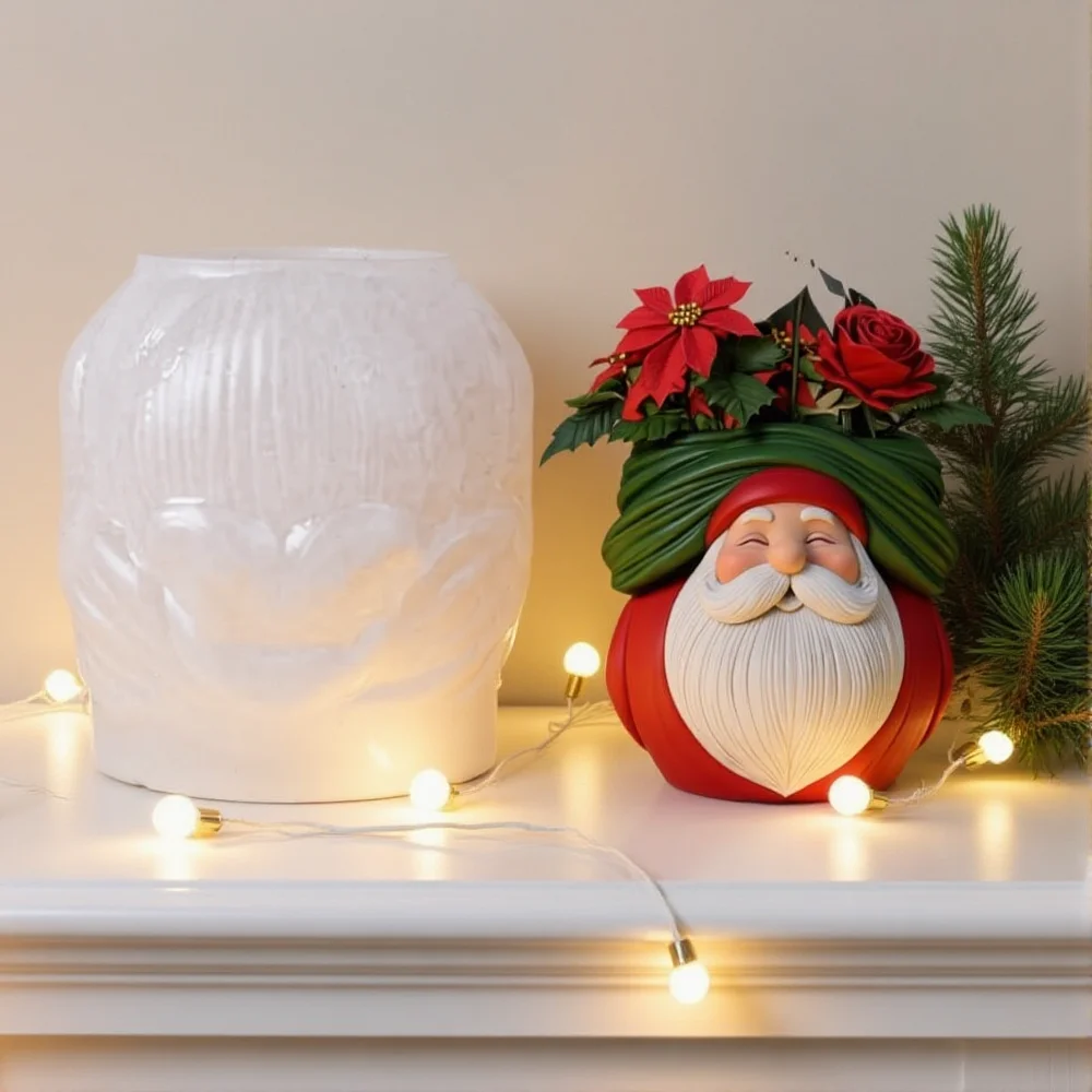 

Силиконовая форма для вазы Санта-Клауса, рождественская форма для рукоделия, праздничная форма для ароматерапии, форма для чашки, рождественская силиконовая форма
