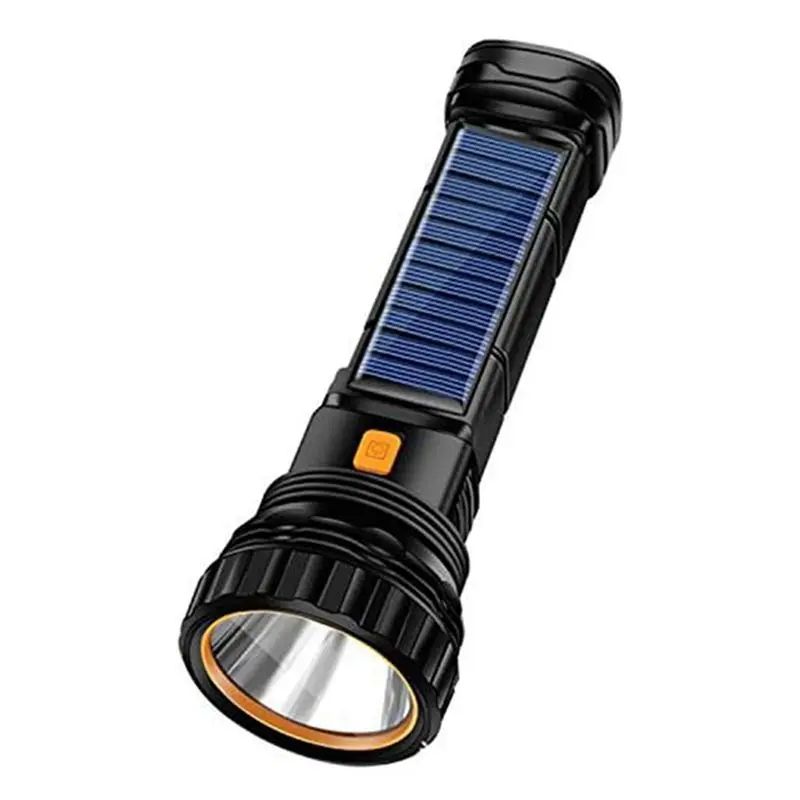 [NEWA76K!】 Solar/Rechargeable Multi Function LED Flashlight,Waterproof,With Emergency Strobe Light,USB Charging Cable,Fast Charg