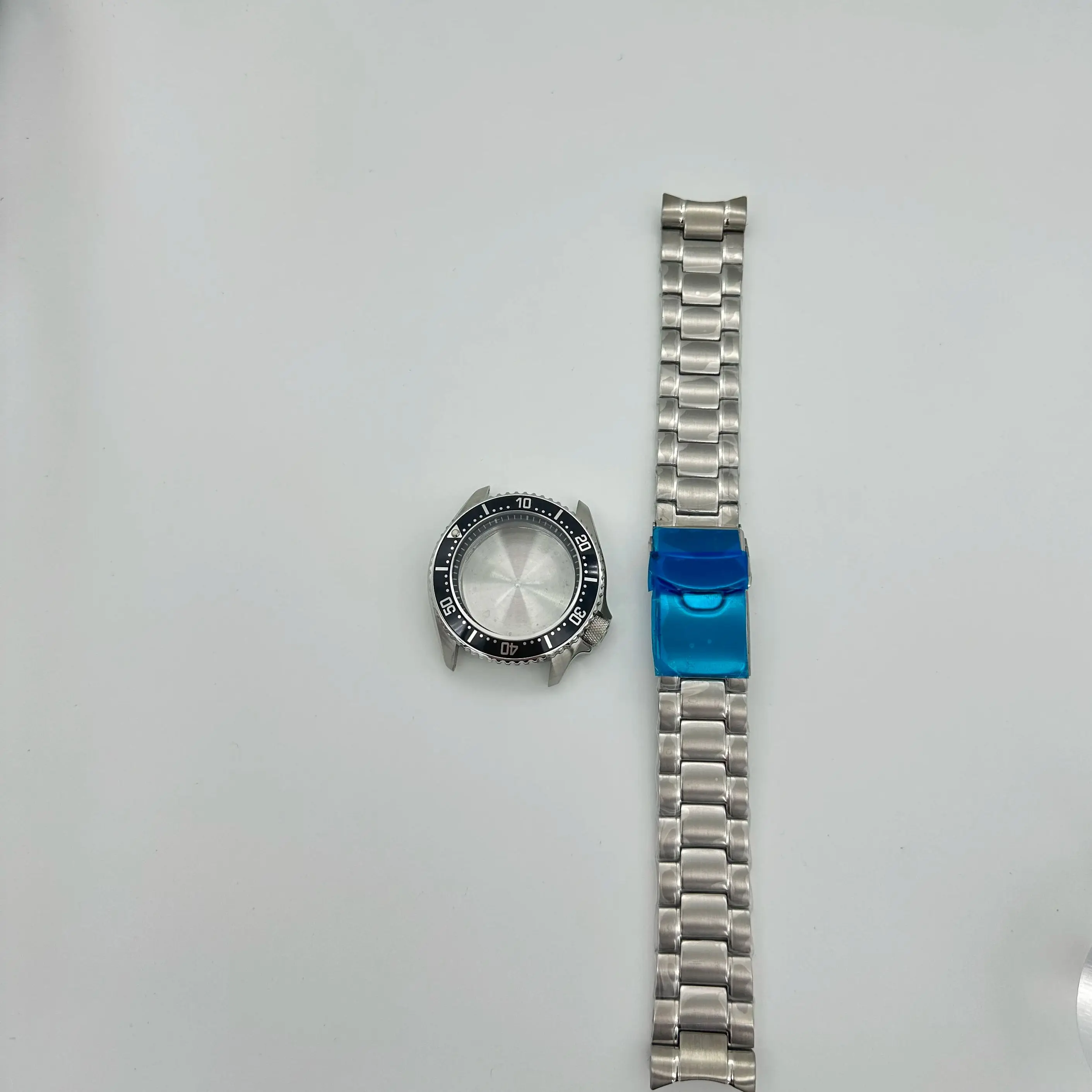 

42.5mm modified men's mechanical watch shell solid steel band set adapted to NH35 movement