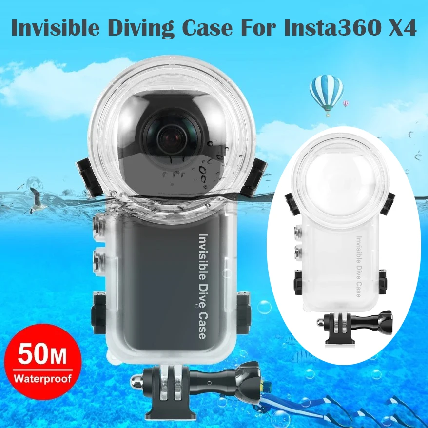 

Invisible Diving Case For Insta360 X4 Panoramic Camera 50M Water-proof Shell Housing Waterproof Underwater Protector Accessories