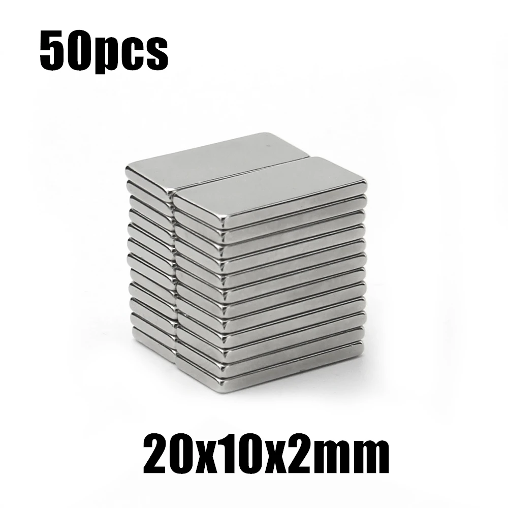 50pcs 20x10x2mm Neodymium Magnet 20*10*2mm N35 NdFeB Block Super Powerful Strong Permanent Magnetic imanes Block