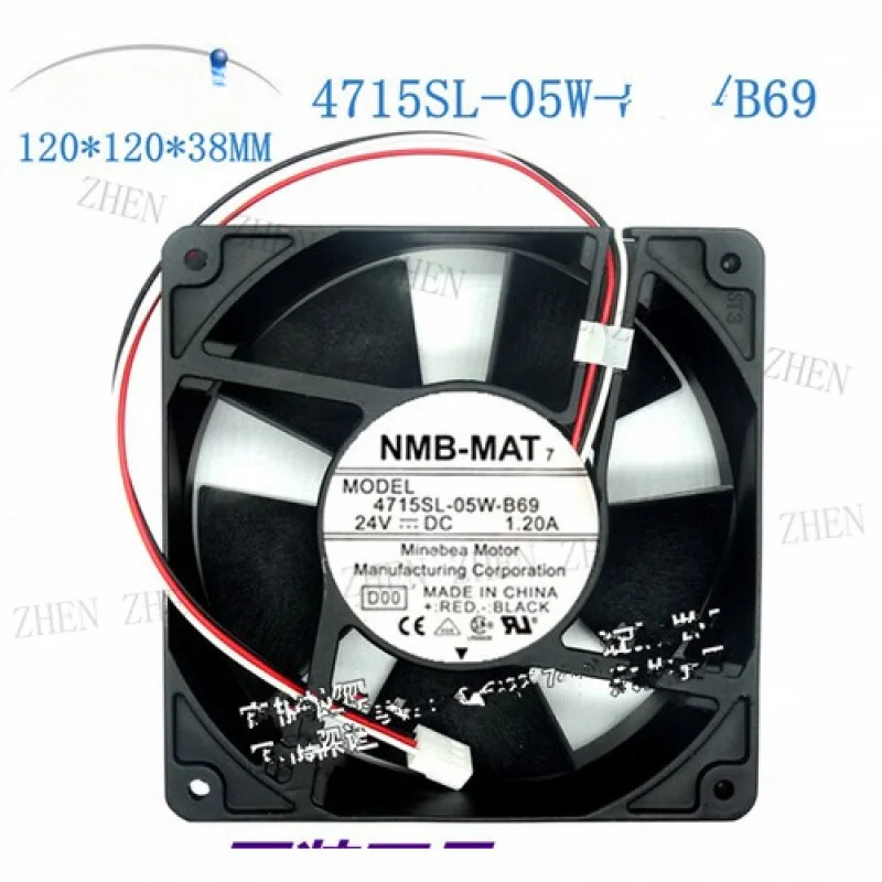 

Y 1 Pc. Fan 4715SL-05W-B69 DC24V 1.20A 12038 12CM 3-pin aluminum frame fan