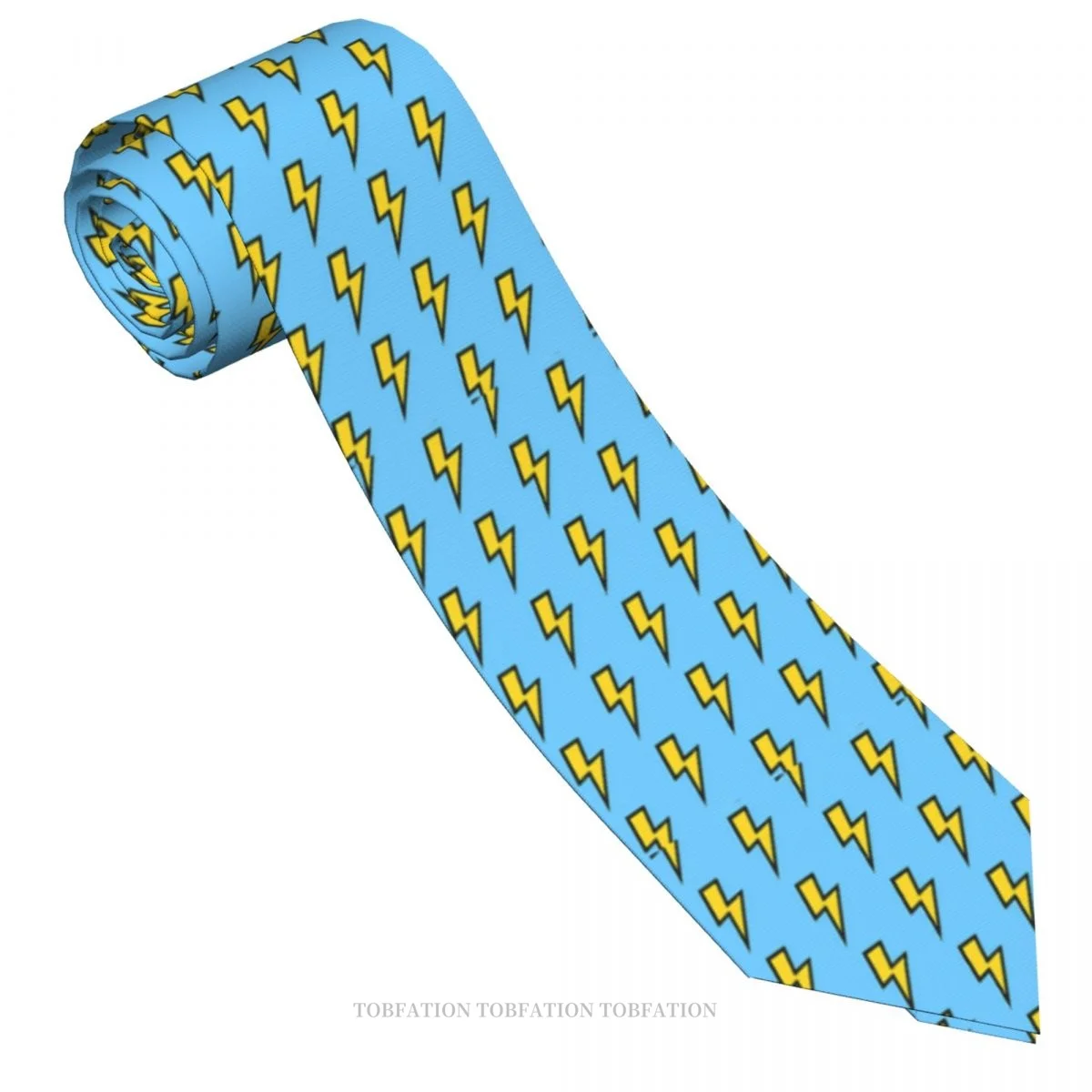 Yellow Lightning Bolts With Bright Blue Background Men Ties 3D Printed Hip-Hop Street Business Wedding Party Shirt Accessories