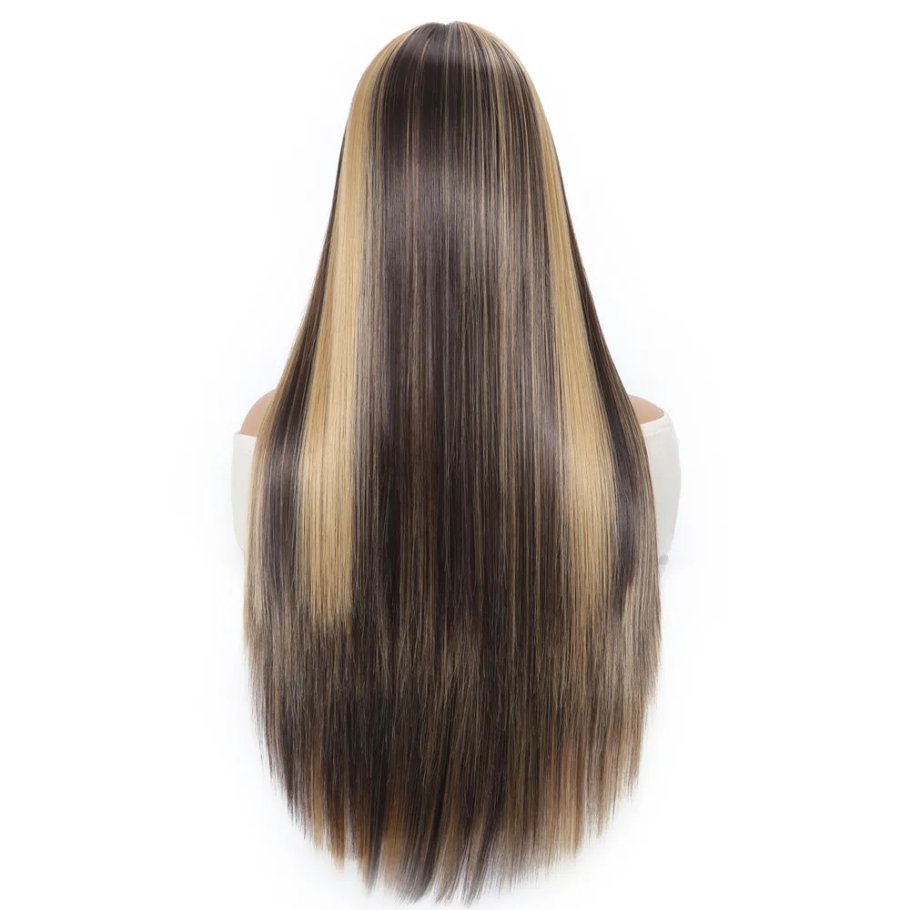 SQRDGQ Synthetic Hair Wigs for Women #P4/27 Piano Color Wig Female Daily Party Cosplay Wigs Women 30inch Straight Wig with Bangs
