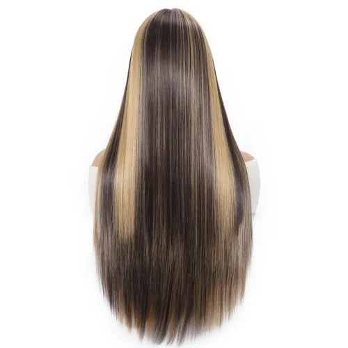 Imagen 2 del producto SQRDGQ-Peluca de cabello sintético para mujer, cabellera femenina de Color Piano # P4/27, de 30 pulgadas, recta con flequillo, para fiesta y Cosplay