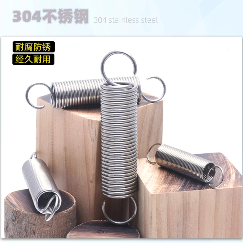 304 Stainless Steel Open S Hook Tension Spring 0.6 Cylindroid Helical Draught Extension Expansion Tensile Spring Length 20-300mm