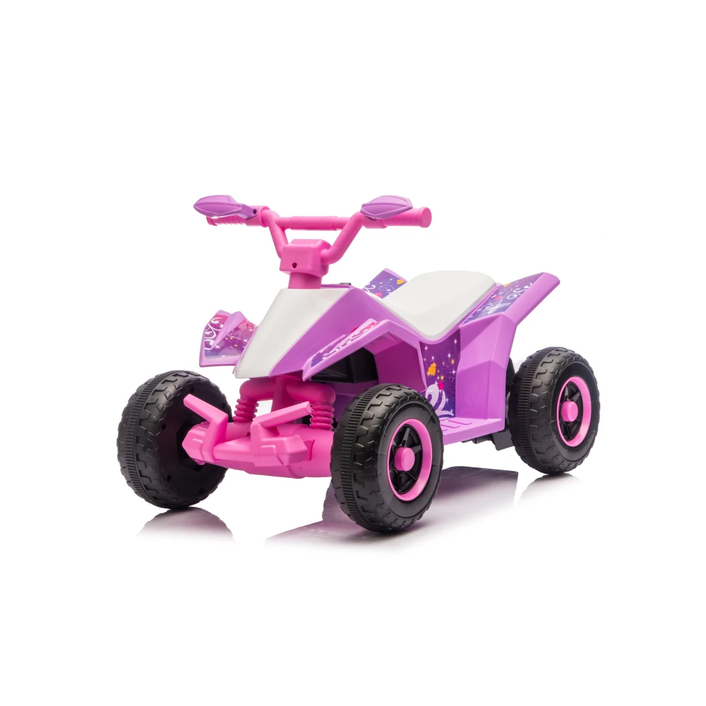 6V Battery Powered Kids Electric Vehicle, Kids Ride on ATV, 4 Wheeler Quad w/Headlights, MP3, USB, Volume Control, Large Seat