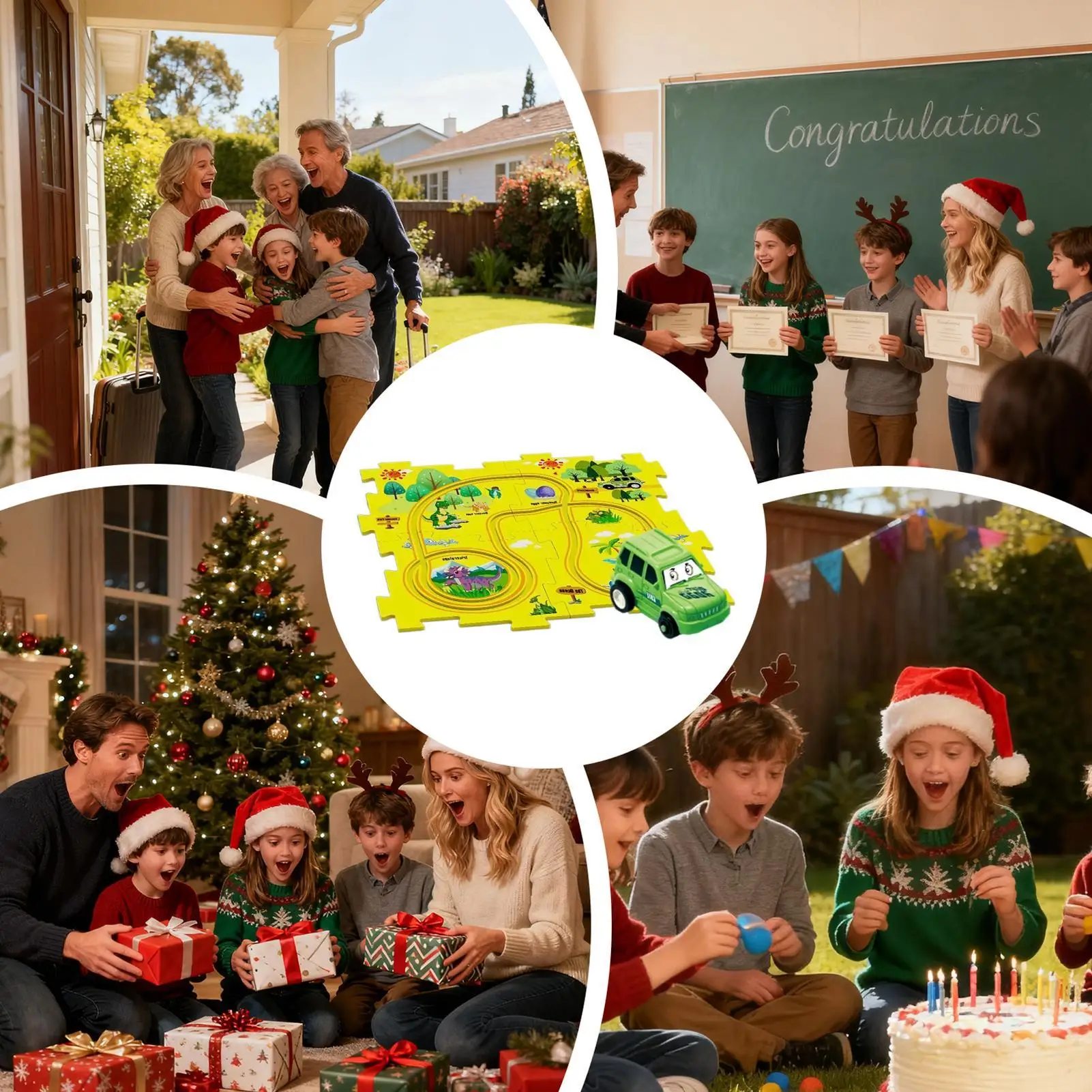 

Puzzle Race Car Track Battery-Operated Toy Vehicle Puzzle Racer Kids Car Track Set For Kids Christmas Boys Children Learning