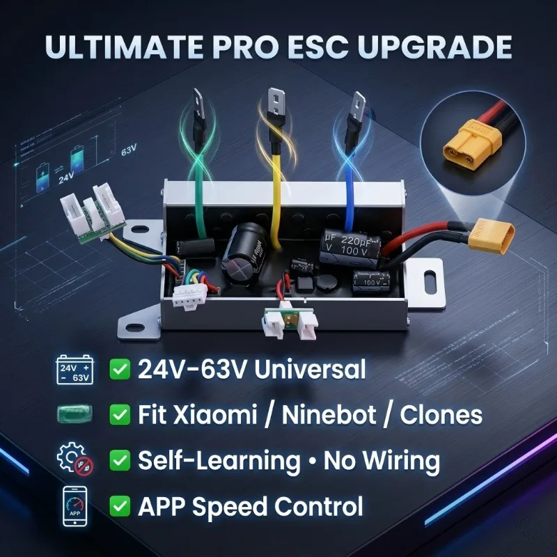 

Универсальный контроллер и комплект приборной панели для электросамокатов (24В-63В), подходит для двигателей 250Вт-600Вт, 8-14 дюймов, для Xiaomi M365/Pro и аналогов