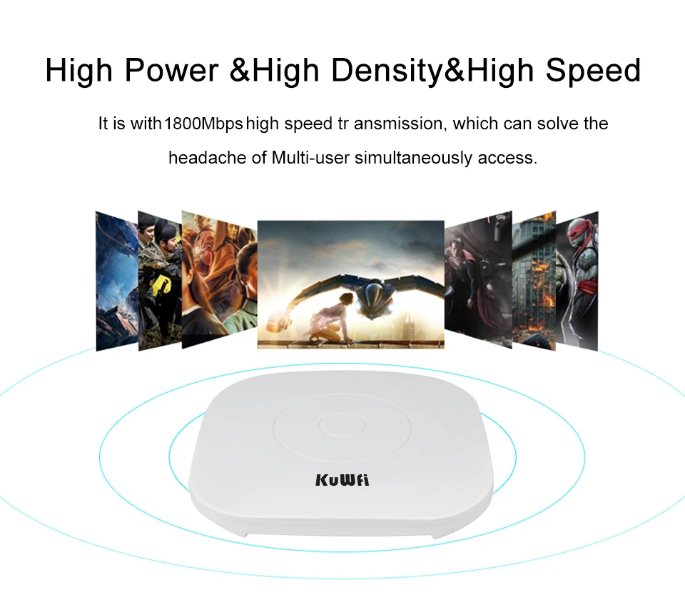 KuWFi Teto AP WIFI 6 1800Mbps Sem Fio 5.8G e 2.4G WIFI Router Ponto de Acesso WiFi Amplificador de Sinal AP Interno com 48V POE Power