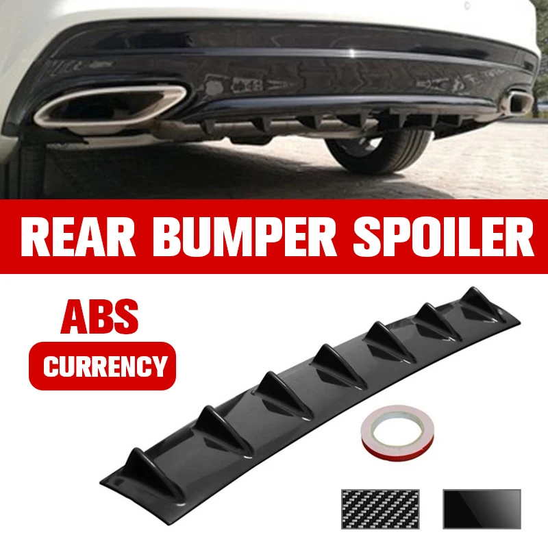 Hot Sale Universal Car Rear Bumper Lip 7-Fin Shark Fin ABS Diffuser Bright Black Without Drilling