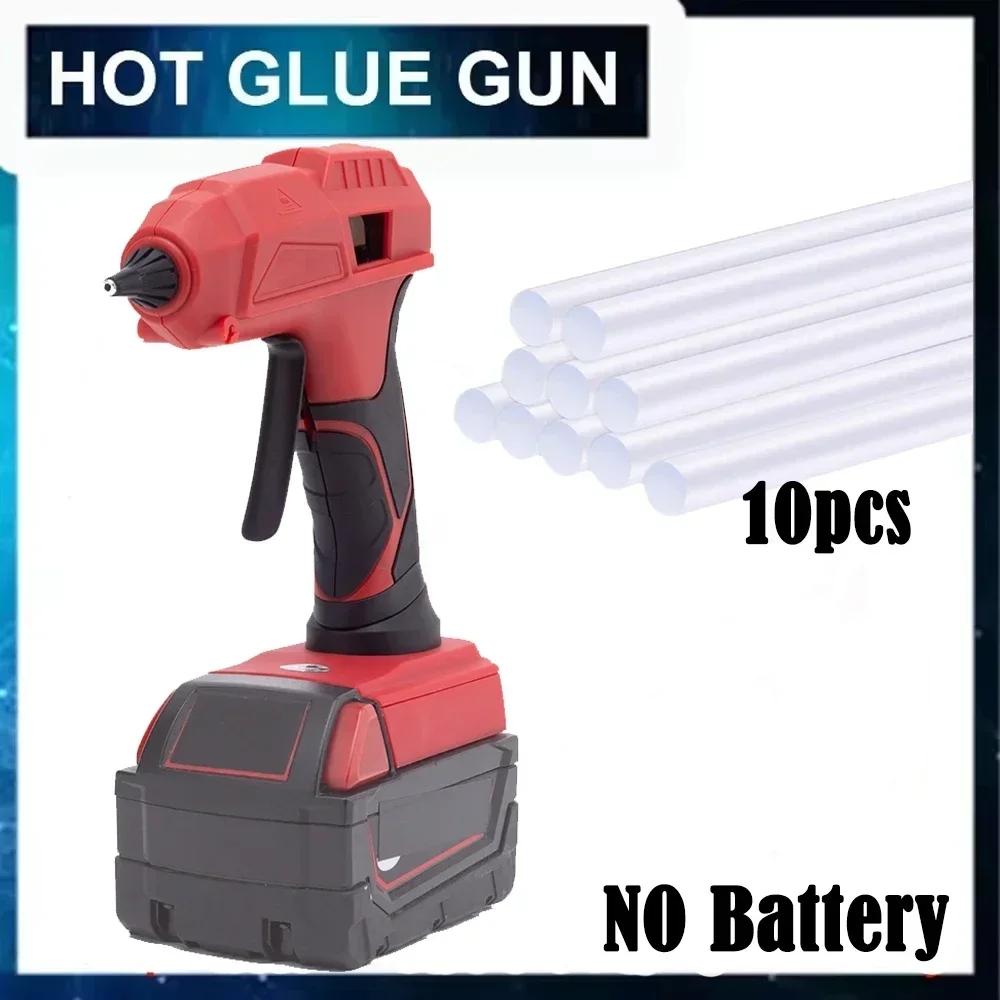 

Cordless Hot Melt Glue Gun For Milwaukee 18V Lithium Battery w/10Pcs Glue Sticks Arts&DIY Christmas（NO Battery )