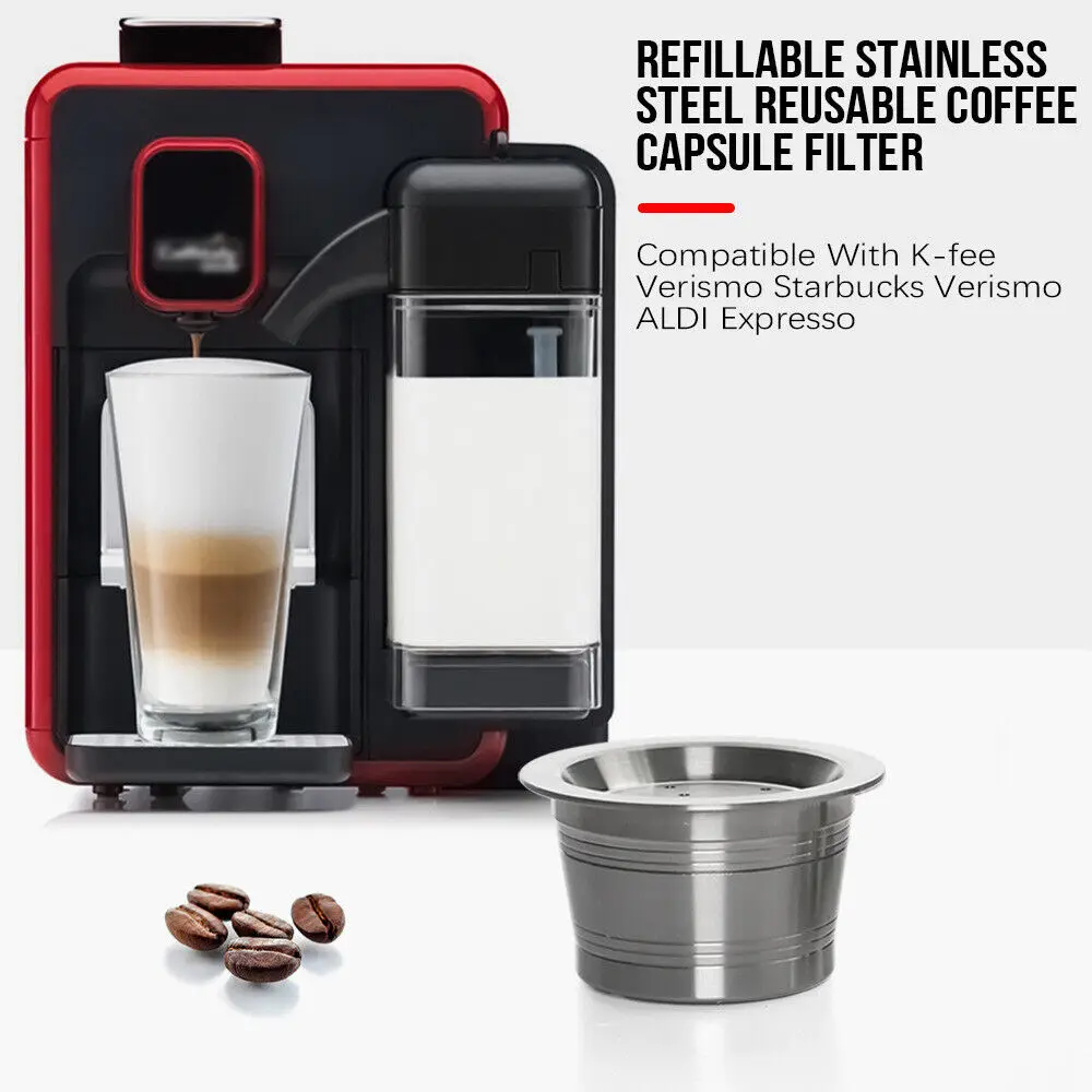 Refillable Coffee Capsule Fliter in Stainless Steel for K-fee Verismo Starbucks Coffee Capsule Pods Coffee Accessories Barista