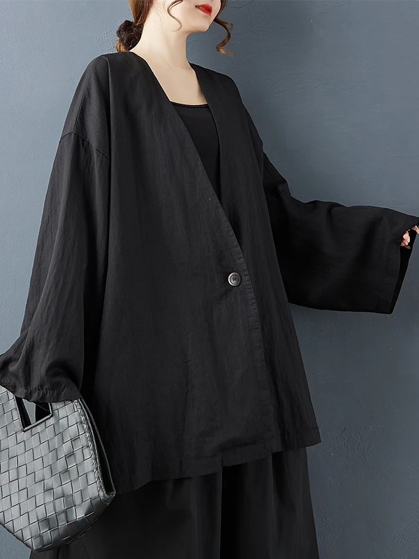 패셔너블 플러스 사이즈 여성 코트 한국 스타일 루즈 심플 단색 다용도 중간 길이 우아한 아우터웨어