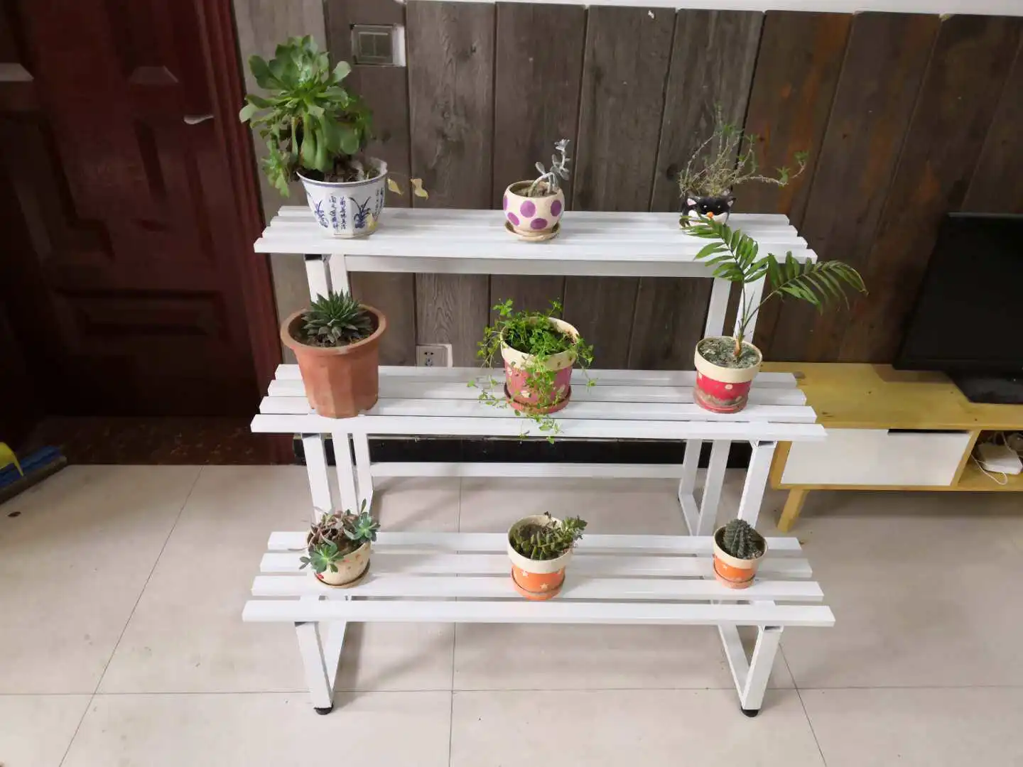 Outdoor wrought iron trapezoidal flower stand widened by more than 24 floors, large flower pot rack for waterproof