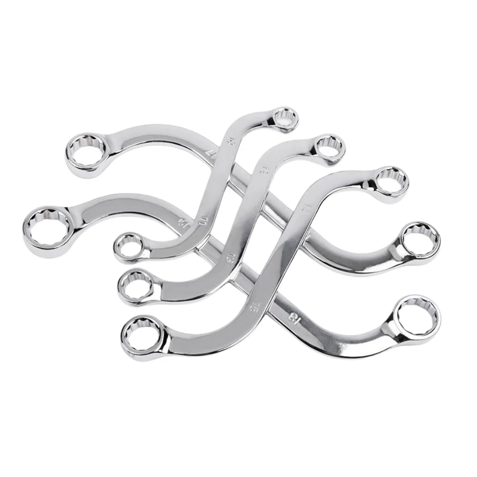 Allsome 5Pcs S Type Double Ended Allen Wrench 140-240MM Combination Ring Spanner Plum Plate Curved Machine Fastener Repair Tools