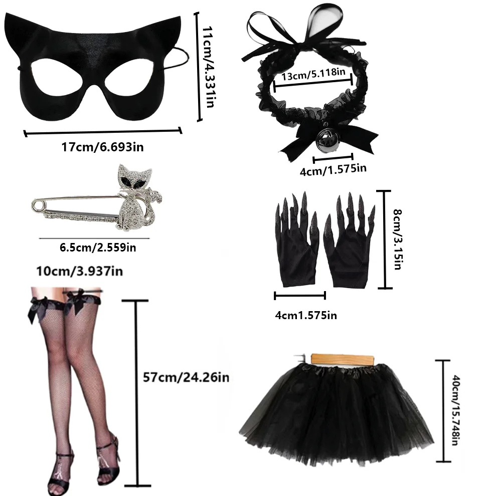 Kostium Kotka Damski PESENAR, Kombinezon z Guzikami w Kroku, Body, Strój Cosplay, Futrzane Uszy Kota, Rękawiczki, Zestaw Skarpet