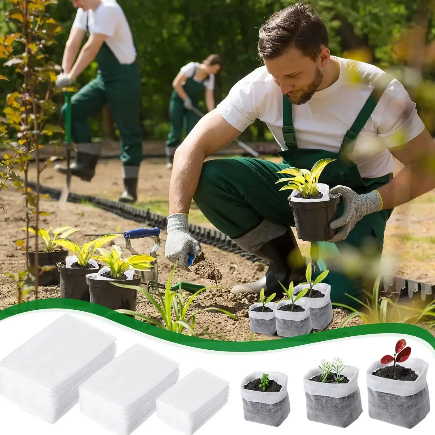 100-1000PC Biodegradable Nursery Bags Flat Mouth Seed Starting Grow Bags with Foldable Edge for Vegetable Flower Tree Planting ﻿