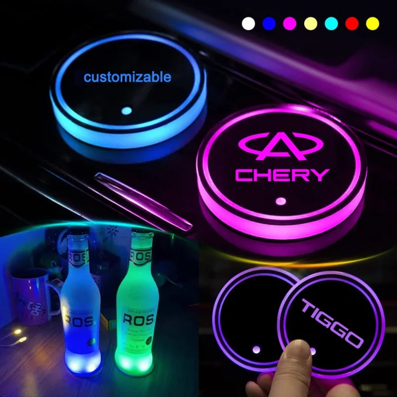 Samochodowe światła Led do Chery Series Tiggo 2 3 4 5 7 8 Pro Aar akcesoria do wnętrz uchwyt na kubek Ambient 2 szt. Przedmioty dekoracyjne