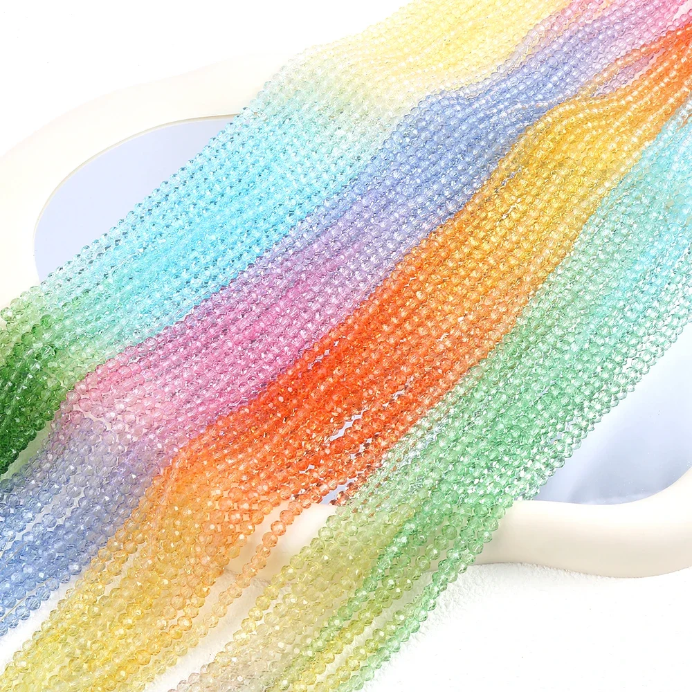 

4mm Colorful Rondell Austria Faceted Crystal Beads Round Glass Bead Loose Spacer Bead for DIY Jewelry Earrings Making