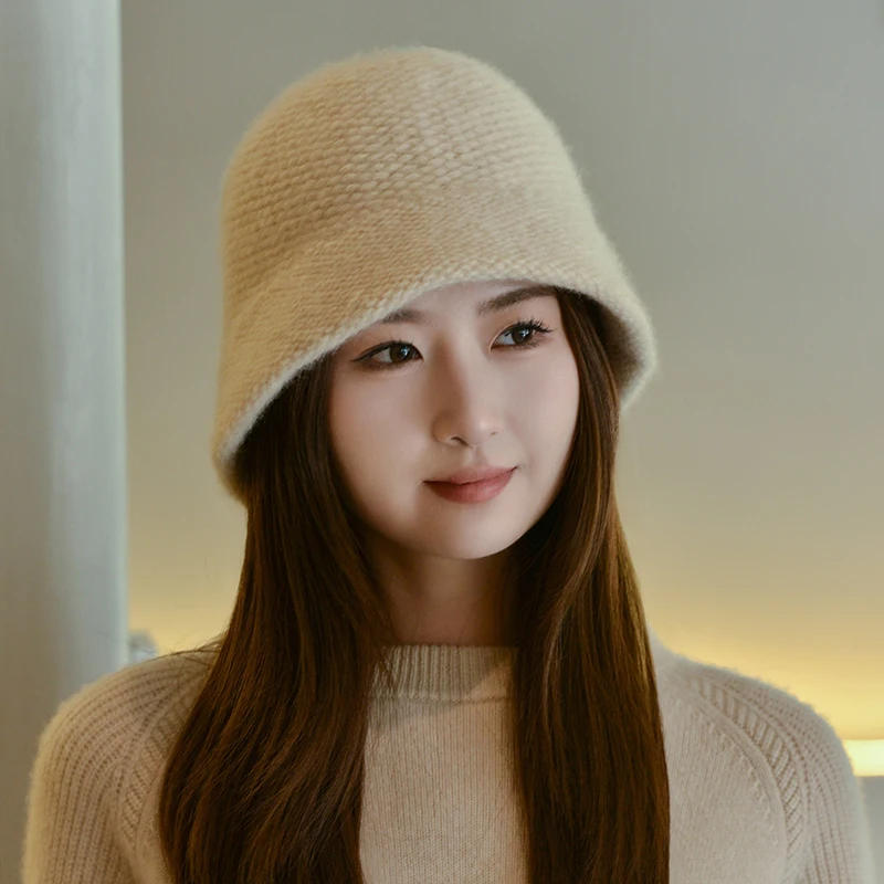 

ATTYYWS New 25 autumn and winter 100% pure cashmere knitted women's pullover hat, fashionable and exquisite women's cashmere hat