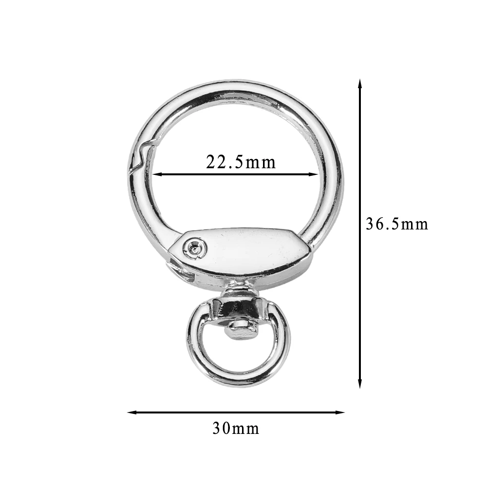 1/5/10 pz forma rotonda metallo chiusura a molla ganci moschettone girevole portachiavi connettori per portachiavi fai da te gioielli che fanno