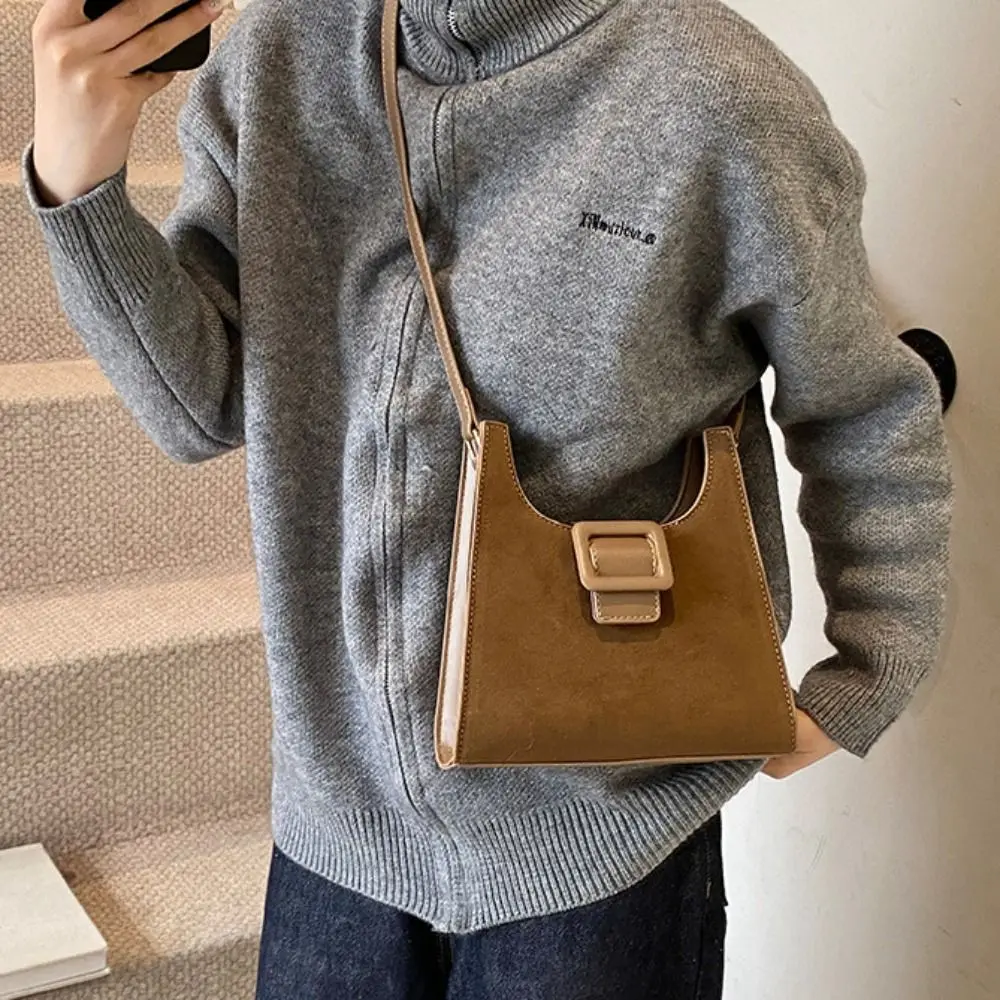 

Trendy Trendy Square Bucket Bag French Frosting Suede Crossbody Bag Handbag Leisure Retro Shoulder Bag Girls