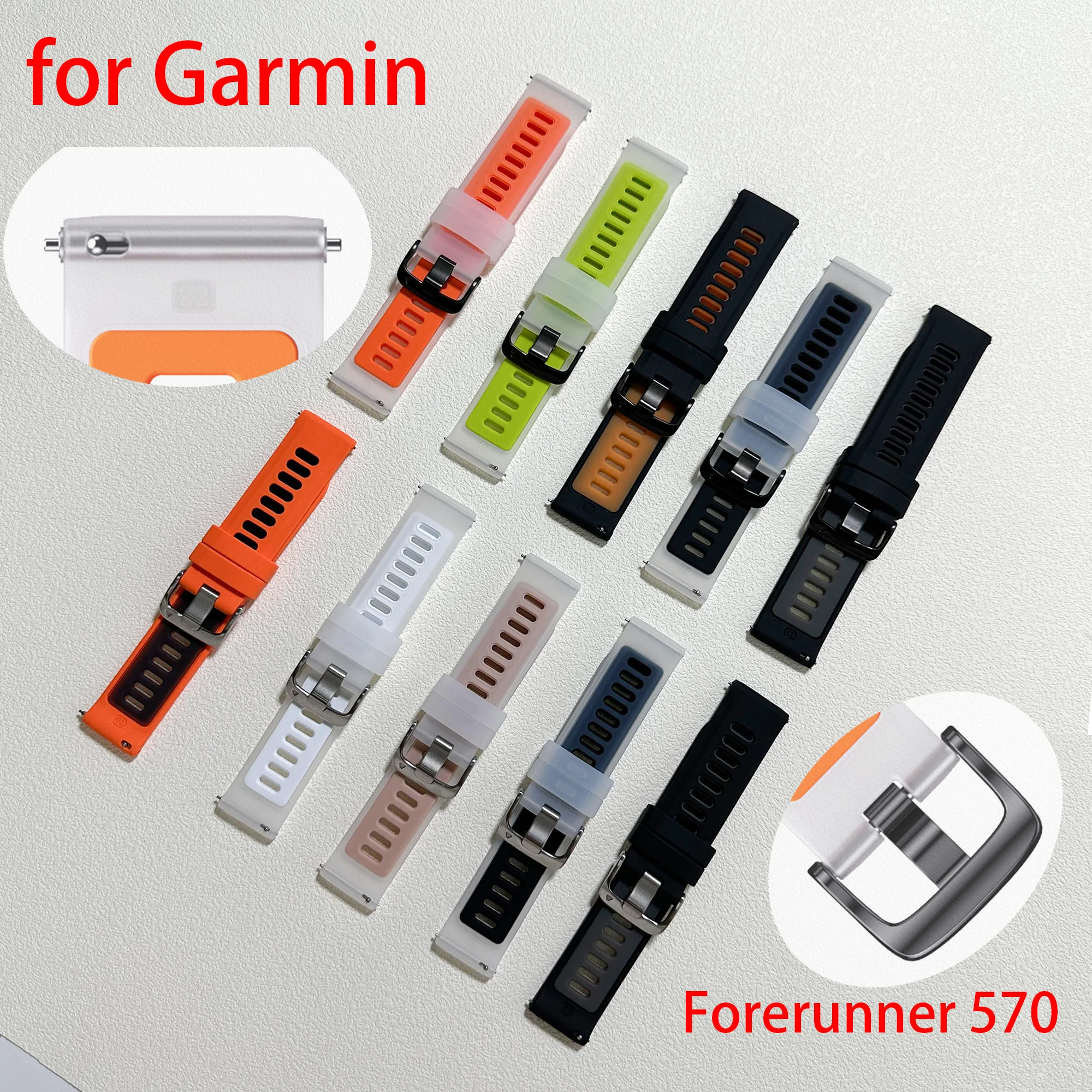 

20 22mm Silicone Watchband Strap For Garmin Forerunner 570 47mm 42mm 265 55 255 245 Music/vivoactive 6 5/Venu 3 2Plus Band Sport