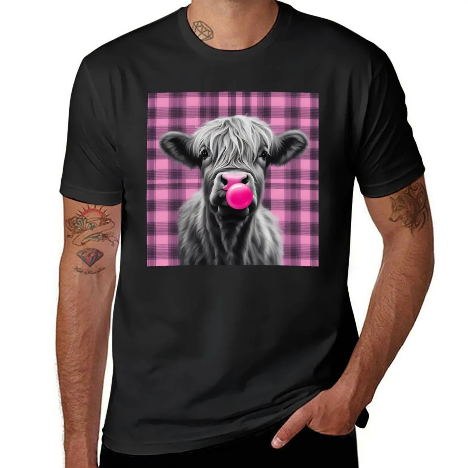 

Highland Calf Pink Nose Bubblegum T-Shirt oversizeds summer top boys whites summer tops fitted t shirts for men