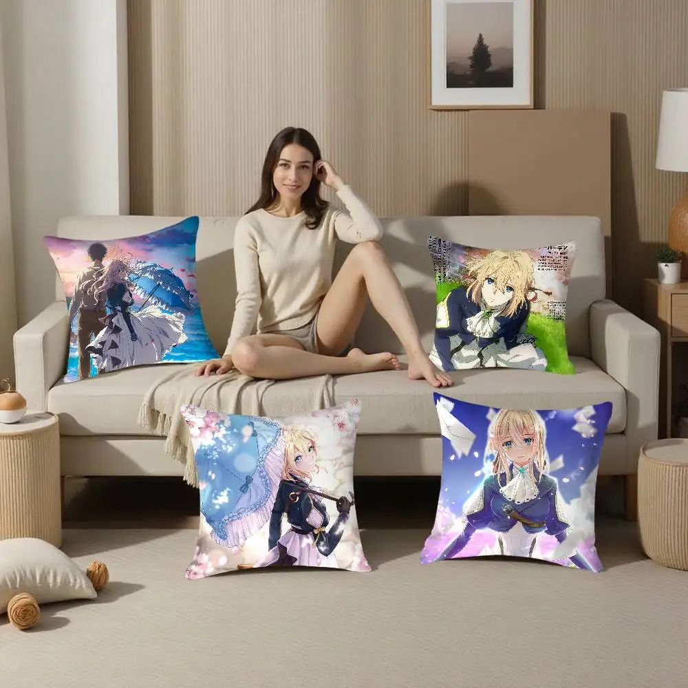 Anime Violet Evergarden Pillow Case Plush Fabric Soft  Pillowcase Double Sided Print Cushion Cover Household Gifts