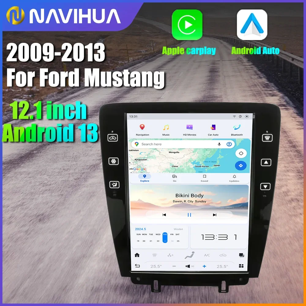 

Navihua Tesla style Screen Android 13 For Ford Mustang 2009-2013 Car Radio Multimedia Stereo Video Player GPS Head Unit carplay