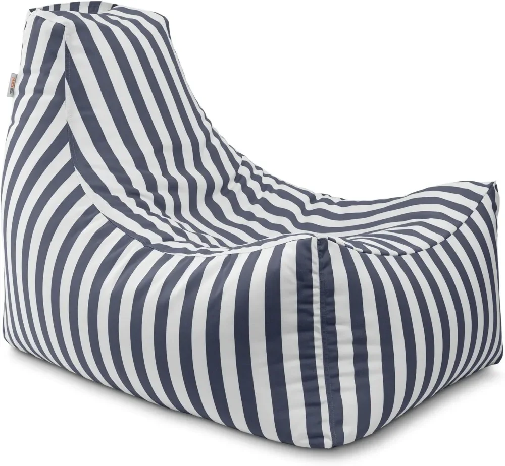 Juniper Outdoor Bean Bag Patio Chair, Navy Stripes