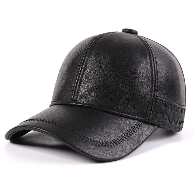 New Autumn Winter Men's Cap Sheepskin Cold-proof Warm Baseball Caps Personality Natural Genuine Leather Cap Snapback Cap кепка