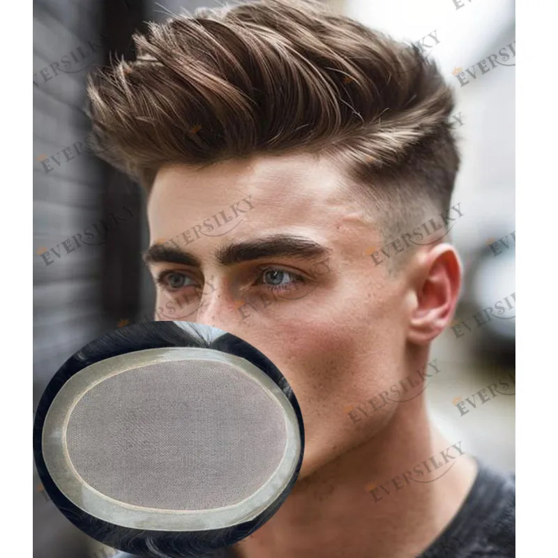 

Natural Hairline Undetectable Man's Human Hair Wigs Super Durable Light Brown Blonde PU Edge Mono Base Men Toupee Hair System