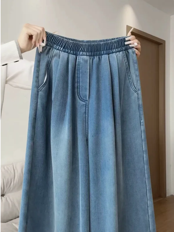 Pantalons décontractés pour femmes grande taille, coupe droite, doublure en tissu, jambes larges, taille haute, collection hiver