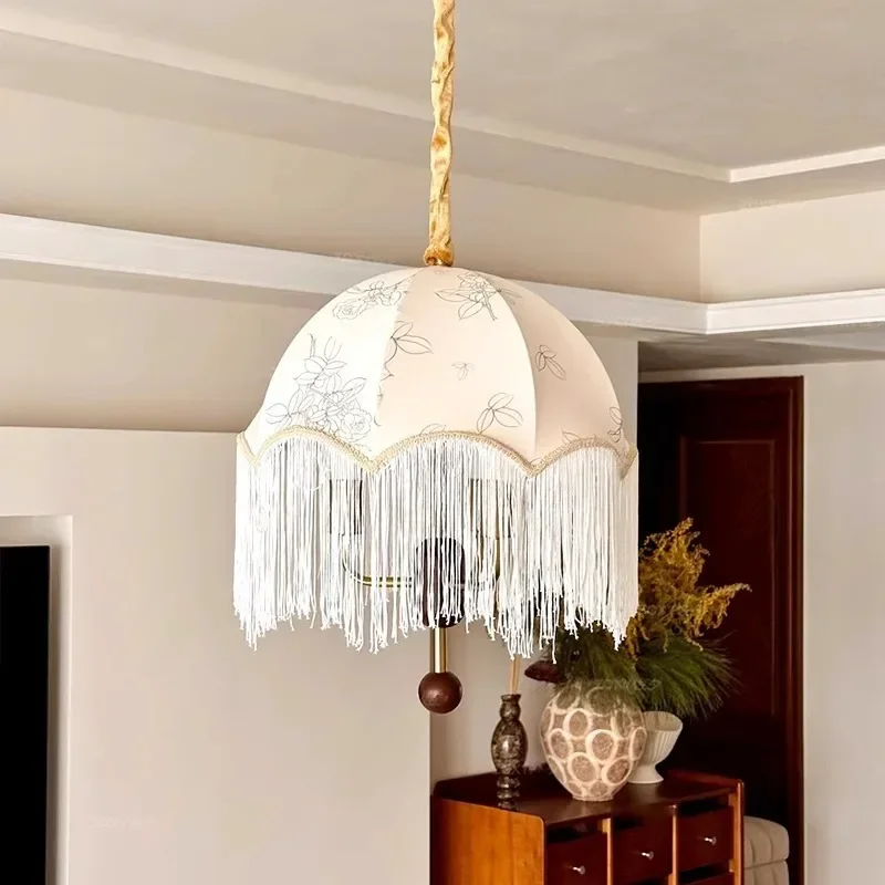 SANDYHA Stylish Retro French Chandeliers LED Hanging Lamps with Tassel Design for Living Room Bar Bedroom Restaurant Elegant