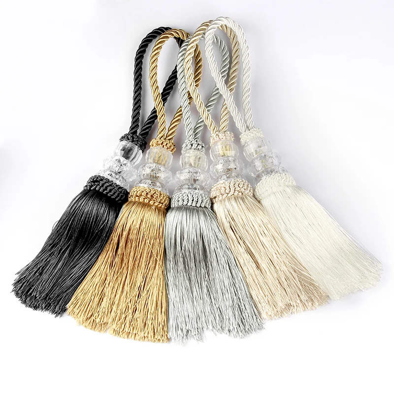 1Pc Crystal Beaded Tassels Fringe Silk Tassel Trim Garment Decoration Hanging Rope Key Tassel for DIY Curtain Accessories