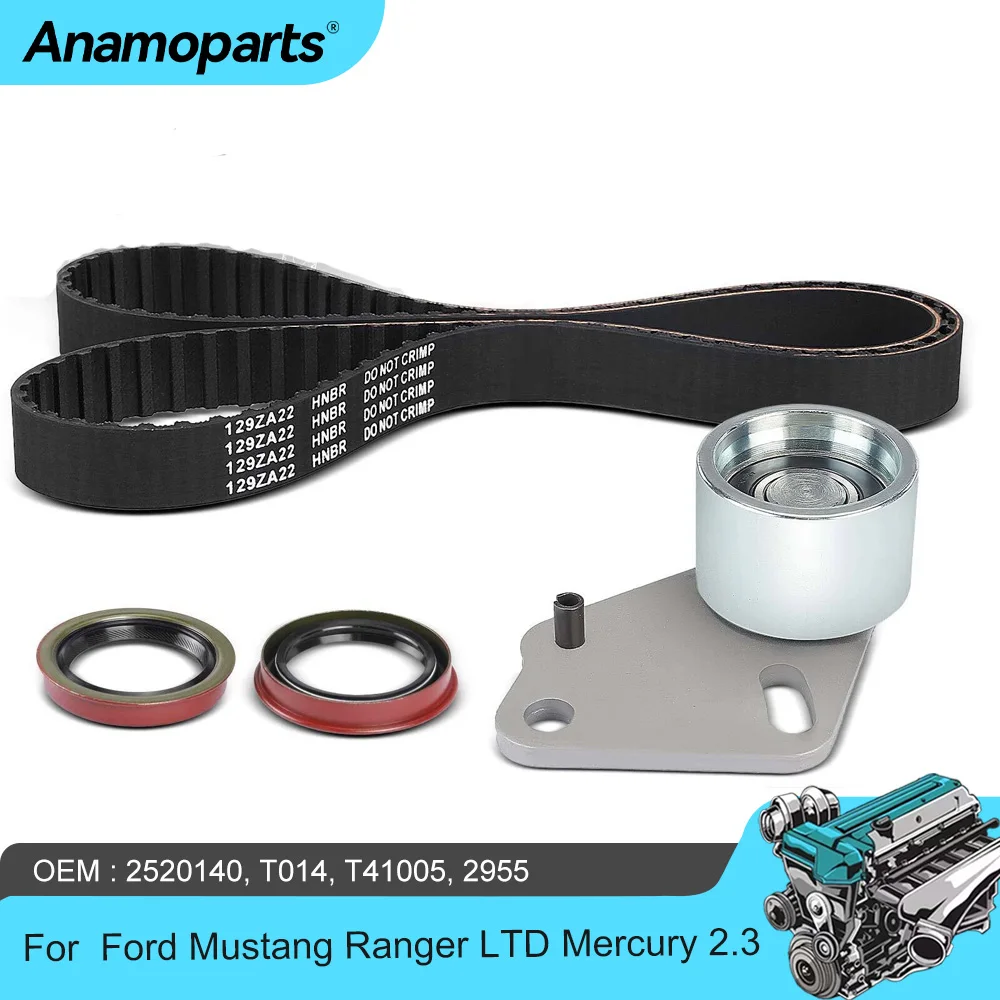 Engine Parts Timing Belt Kit Fit 2.3 L L4 Gas For Ford Mustang 1979-1992 Ranger 1983-1992 LTD Mercury 2.3L TCK014