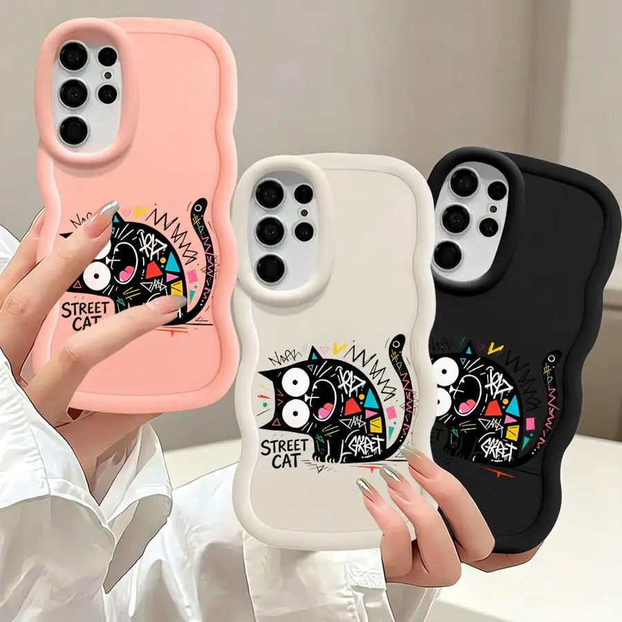 Soft Phone Cover Case for Samsung Galaxy S26 S22 Ultra S25 S25+ S20 FE S24 S21 S24+ S23 Plus Street Art Cat Graffiti