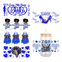 11x24cm New Sorority Designs Zeta For Libbey 16oz Can Glass Waterproof UV DTF Coffee Can Cup Sticker Libbey Glass Wrap Sticker