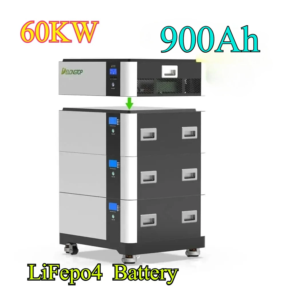 حزمة بطارية Lifepo4 بقدرة 60 كيلو وات في الساعة 51.2 فولت 900 أمبير مع عاكس