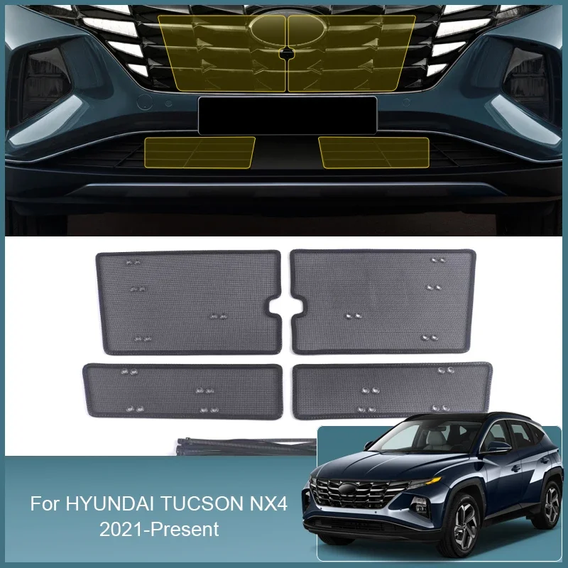 4Pcs Car Insect Screening Mesh Front Grille Insert Net Styling Stainless Steel For HYUNDAI TUCSON NX4 2021-2025 Accessories