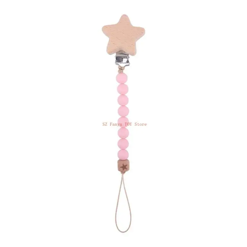 

96GC Baby Pacifier Clip Silicone Pacifiers Holder Chain Beech Teething Toy for Infant Girls Boys Chewing Playing Gift Supplies