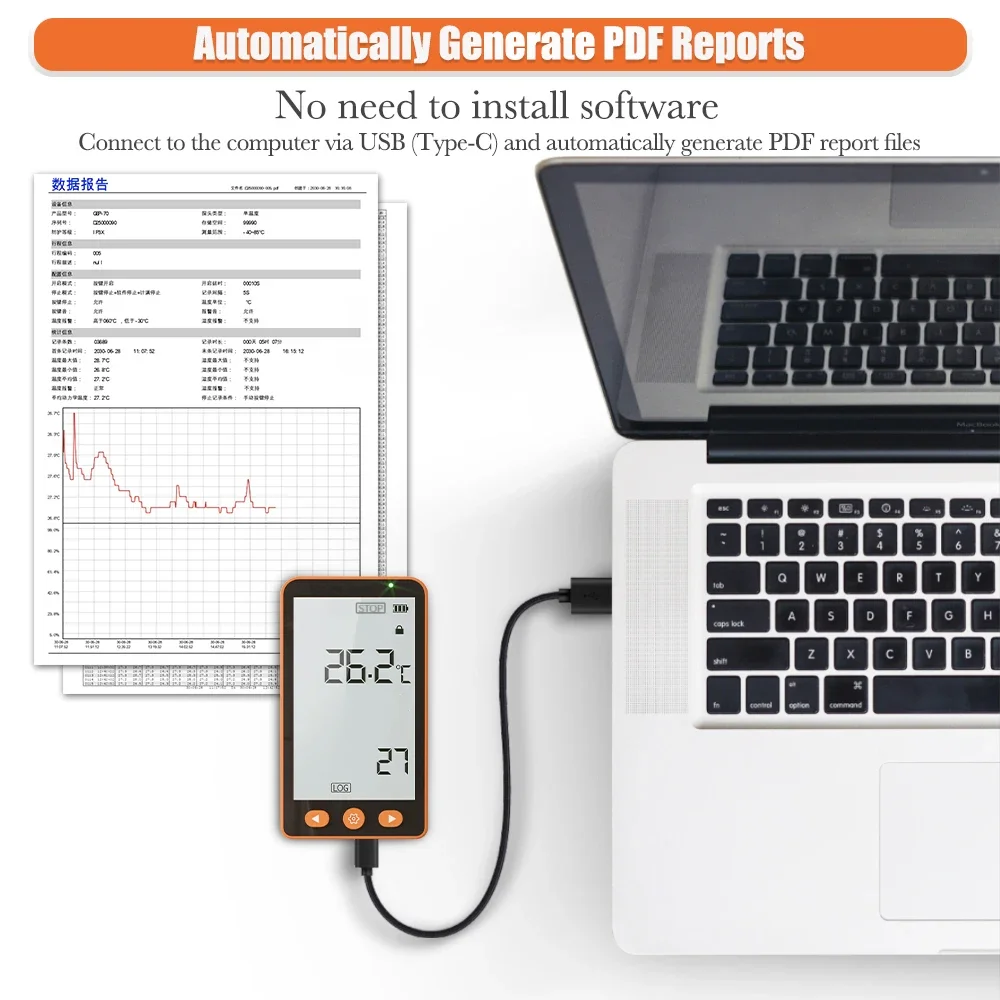 AIKESI GSP-70S Plug and Play Freight Temperature Recorder Mini Single Use USB Data Trace Temperature Loggers