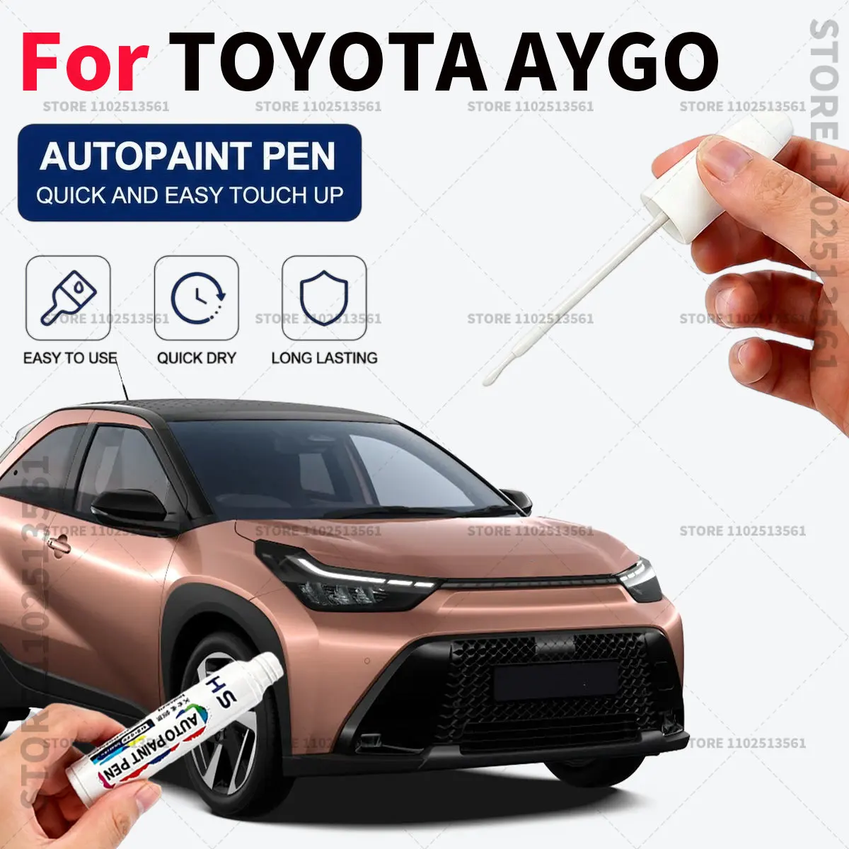 Car Touch Up Paint Pen Quick Repair Scratch Remover Auto Paint Brush Easy Application For TOYOTA AYGO Black White Red Blue Gray